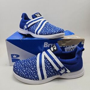 Brunswick Slingshot Mens Bowling Shoes Royal White Blue Knit Slip On Size 9.5 M
